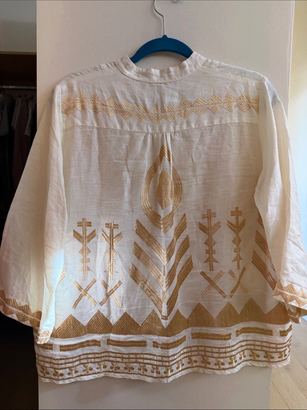 Cream Tunic Top with Gold Embroidered Motif - Picture 3 of 4